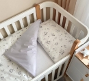 Set lenjerie de schimb pentru patut bebe 3 piese Galaxi gri
